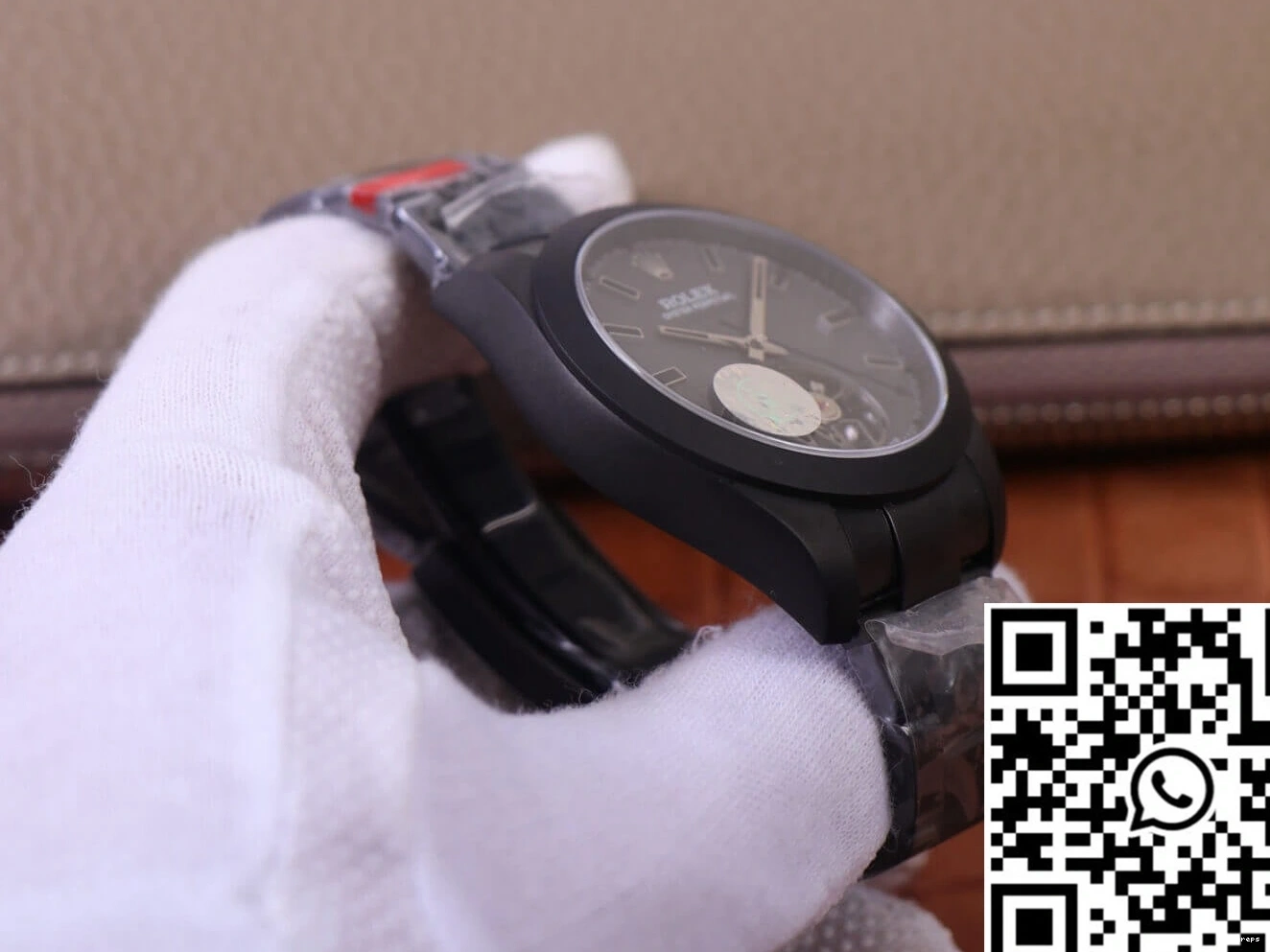 case Label Base Black LNT01HS-001 Design Replica Noir Rolex Milgauss watch Factory 116400 JB 0407